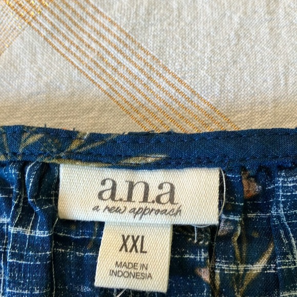 NWT XXL a.n.a BLUE & FLORAL PRINT LONG SLEEVED TOP - Picture 6 of 8